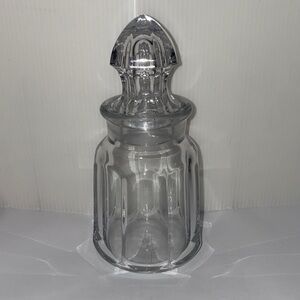 Vintage Clear Glass Jar With Faceted Stopper Apothecary Jar